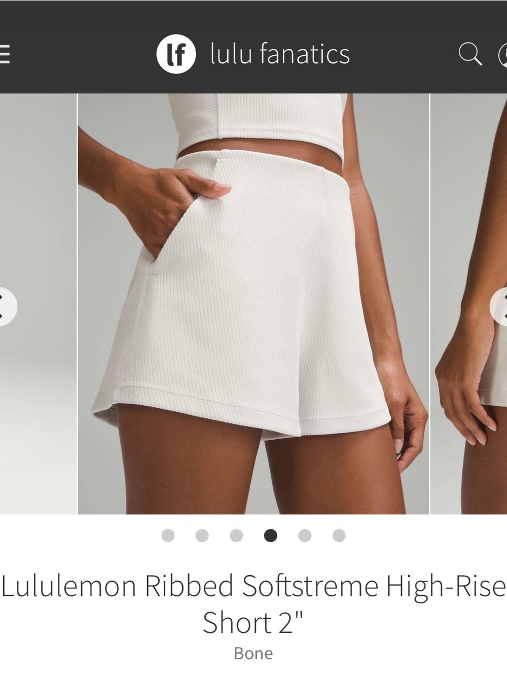 lululemon athletica Ribbed Softstreme High-Rise Shorts in Bone/Cream